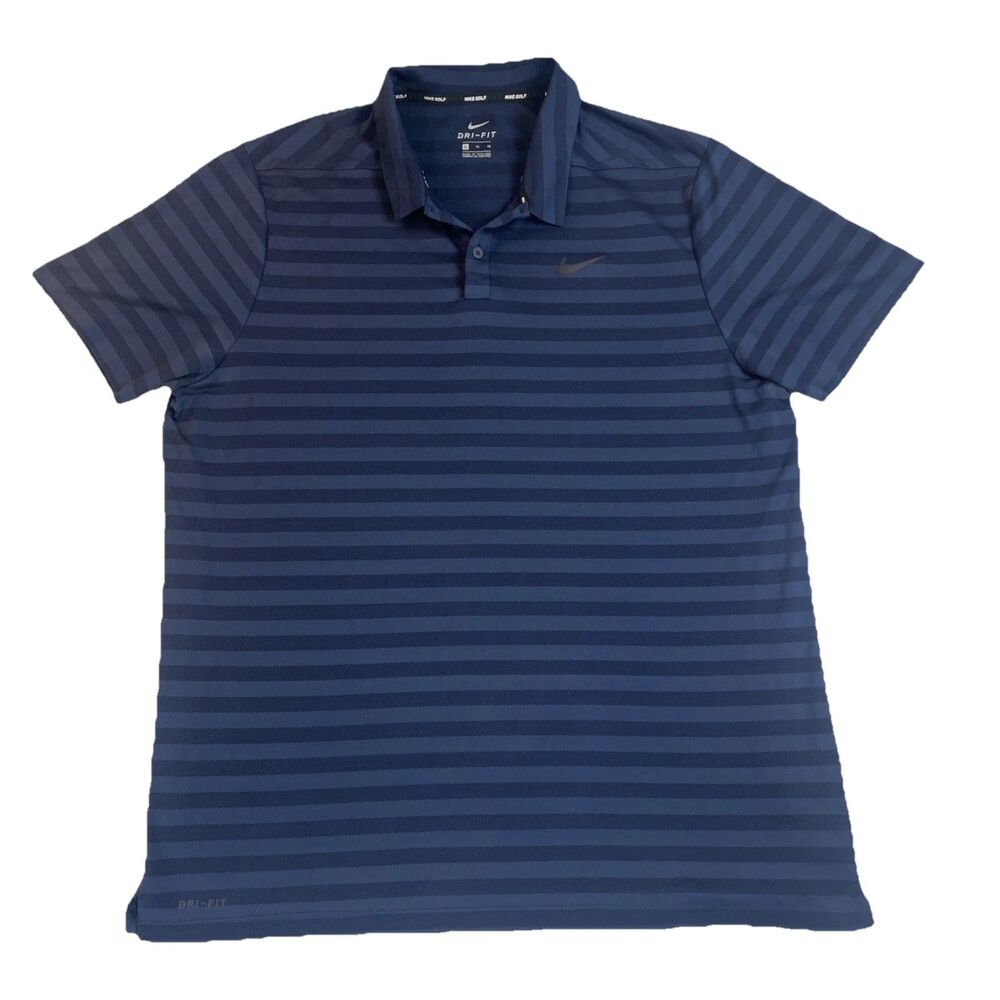 Nike Golf Dri-FIT Polo Shirt Men’s XL Blue Navy Blue Striped Short Sleeve